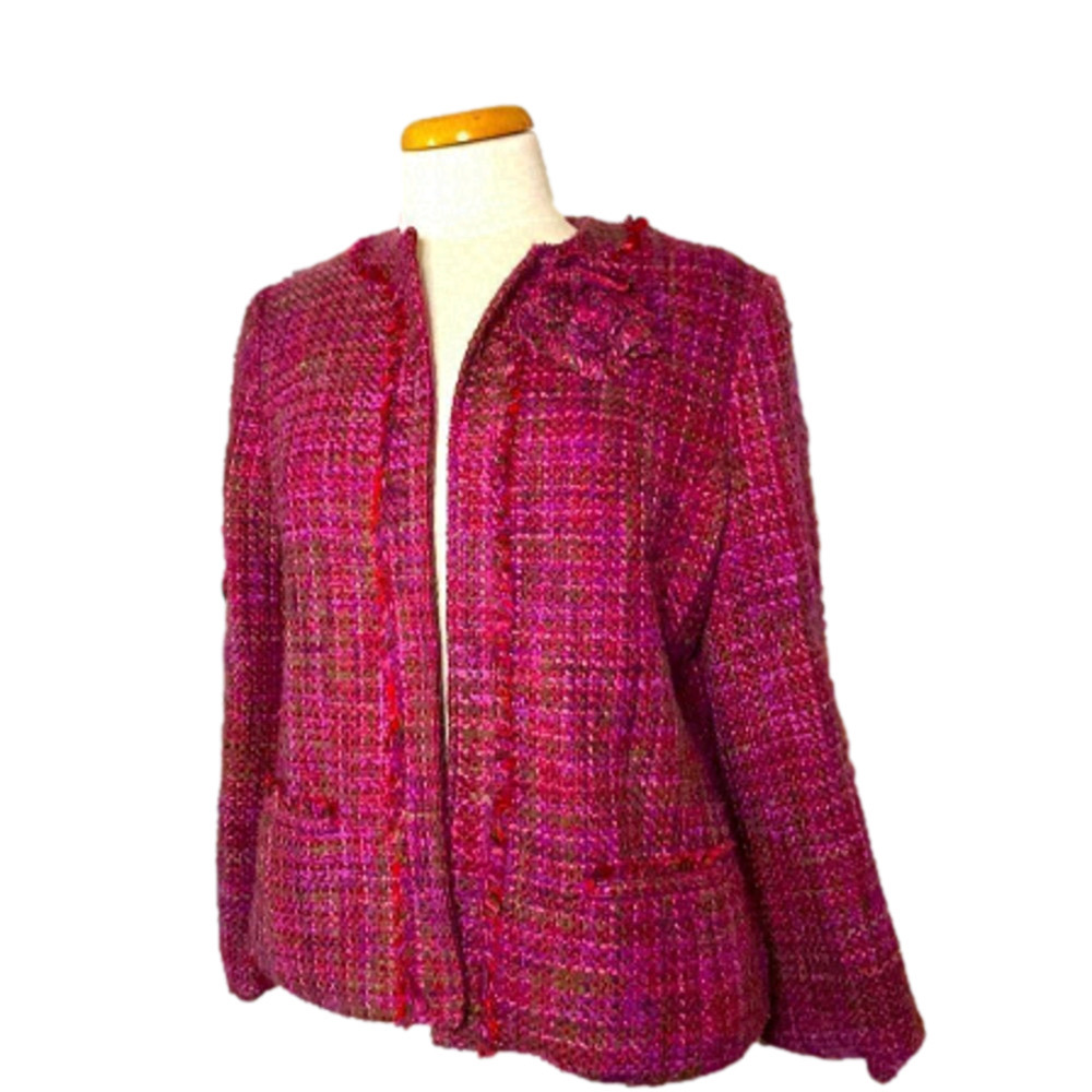 🌷 Studio by Liz Claiborne🌷Vibrant Tweed Fringe Jacket Blazer